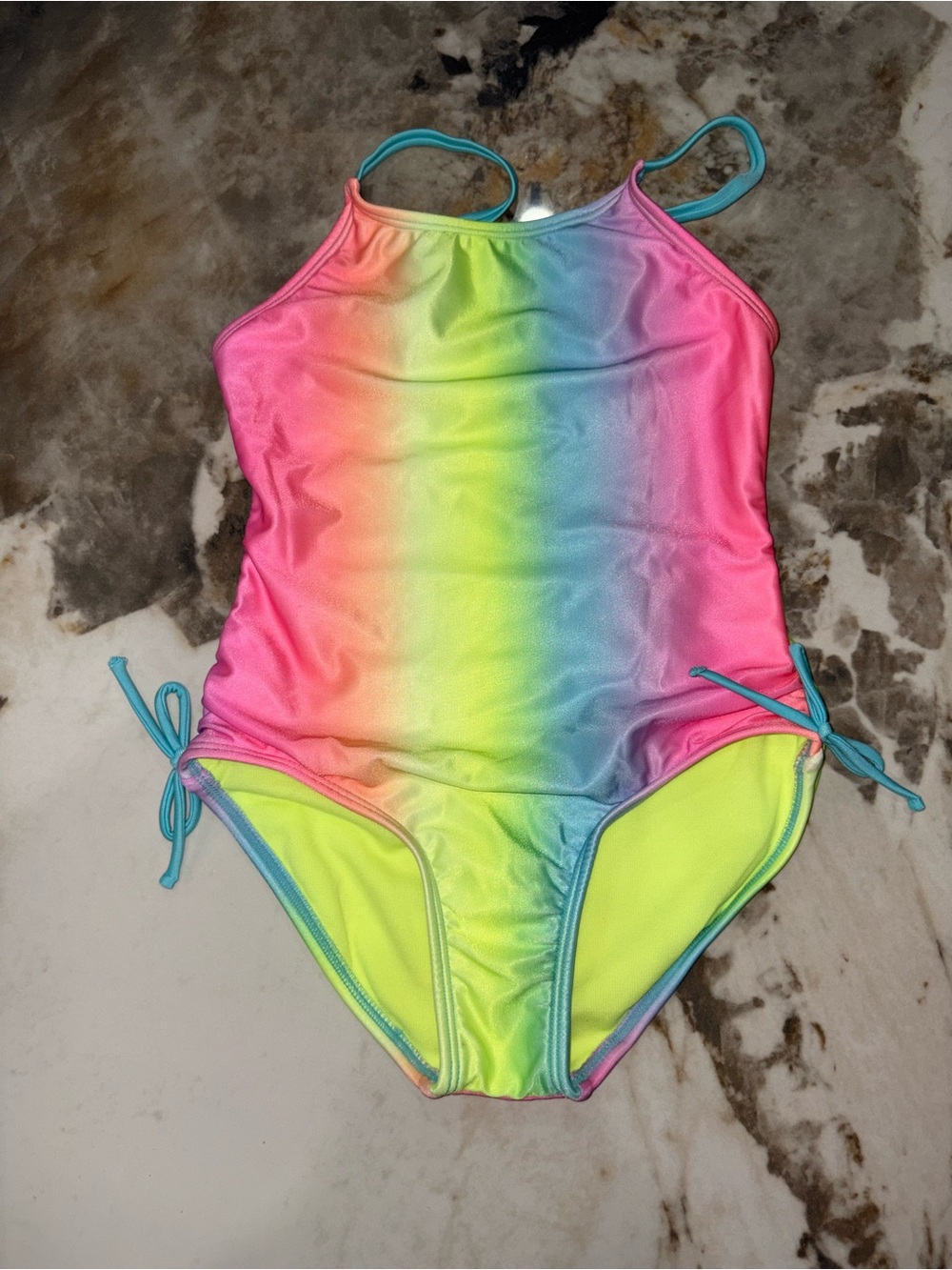 Cat & Jack Rainbow Ombre One-Piece Swimsuit in Pink, Yellow, Blue